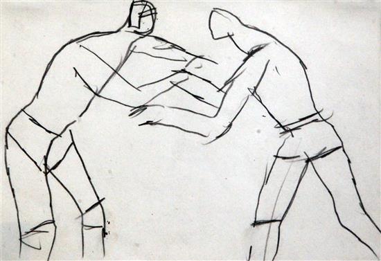 § Keith Vaughan (1912-1977) Sketch of boxers, 4.5 x 6.75in.